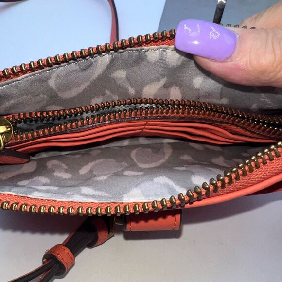 Aimee Kestenberg Orange Leather Three Compartment Crossbody - Picture 7 of 14